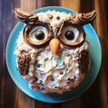 Owl Cake On Blue Plate: Fawncore Inspired 2d Ice Cream Face Cake