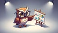 Owl Cartoon Presenting Data, Business Analytics, Chart, Graph Royalty Free Stock Photo