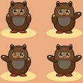 Isolated cartoon owls, vector set. Set of Cute Cartoon Owls.