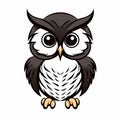 Cute Black And White Cartoon Owl - Free Vector Silhouette Royalty Free Stock Photo