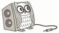 Owl character on audio speaker technology vector design Generative AI Royalty Free Stock Photo