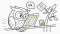 Owl with Code on Screen, Programmer Bird, Developer Owl, Cartoon Coder vector design Generative AI
