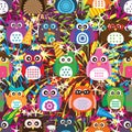 Owl color celebrate firework seamless