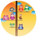 Owl colorful style circle