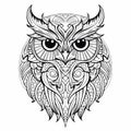 Intricate Owl Coloring Page: Clean And Sharp Inking With Luminous Color Harmonies