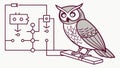 Owl connected to electronic circuit board illustration vector design Generative AI Royalty Free Stock Photo