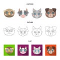 Owl, cow, wolf, dog. Animal`s muzzle set collection icons in cartoon,outline,flat style vector symbol stock illustration Royalty Free Stock Photo