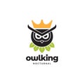 Owl with crown king logo design Royalty Free Stock Photo