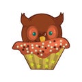 owl cupcake. Vector illustration decorative design Royalty Free Stock Photo