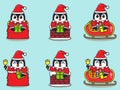 Cute Cartoon of Penguin Santa Claus illustration. Royalty Free Stock Photo