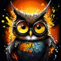 Colorful Owl With Glasses: Aggressive Digital Illustration By Joram Roukes