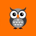 Simplistic Vector Art: Adorable Owl On Orange Background