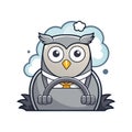 Owl in a Dreamy Adventure Driving Royalty Free Stock Photo