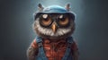 Owl Dressed In Overalls For Work