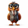 Hiperrealistic Cartoon Owl In Suit: Three-dimensional Bronzepunk Character Royalty Free Stock Photo