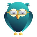 Owl with eyeglasses icon, cartoon style Royalty Free Stock Photo