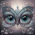 Generative AI: Owl Eyes 3d With Flowers And Glitter