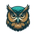 Owl face head vector design illustration for logo mascot t shirt design template Royalty Free Stock Photo