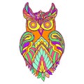 Owl fantasy bird, color page.