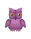 Owl Filin with lilac plumage and yellow eyes