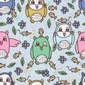 Owl fish mouse seamless pattern Royalty Free Stock Photo