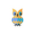 Owl flat icon. Folding Style. Orange and blue colors