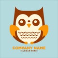 Owl Flat Mascot Logo Vector Illustration Royalty Free Stock Photo