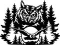 Owl, flight - Wildlife Stencils - Freedom Owl Silhouette, Wildlife clipart isolated on white Royalty Free Stock Photo