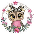 Owl with a floral wreath