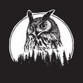 Owl and forest.Design of nature