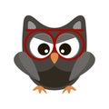 Owl funny stylized icon symbol brown colors