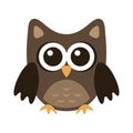 Owl funny stylized icon symbol brown colors