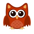 Owl funny stylized icon symbol brown orange colors