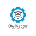 Owl Gear logo vector template, Creative Owl logo design concepts Royalty Free Stock Photo