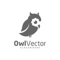 Owl Gear logo vector template, Creative Owl logo design concepts Royalty Free Stock Photo