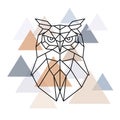 Owl geometric head. Scandinavian style.