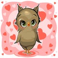 Owl girl. Funny chick. Cute and funny baby bird. The isolated object on a white background. Illustration. Cartoon style Royalty Free Stock Photo
