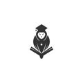 Owl Graduate Book Icon Template Isolated vector