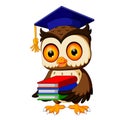 Owl in the graduate`s carrying book