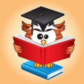 Owl graduate studies science, studies, explores and gains knowledge Royalty Free Stock Photo