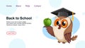 Owl in graduation cap. Back to school