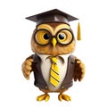 owl with graduation cap on white or transparent background. education and knowledge concept
