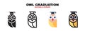 Owl Graduation icon set with different styles. Editable stroke and pixel perfect. Can be used for web, mobile, ui and more Royalty Free Stock Photo