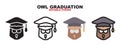 Owl Graduation icon set with different styles. Editable stroke and pixel perfect. Can be used for web, mobile, ui and more Royalty Free Stock Photo