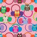 Owl hair band seamless pattern