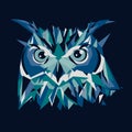 Owl head vector isolated, geometric modern illustration. On dark background. Royalty Free Stock Photo