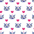 Owl Heart Seamless background Royalty Free Stock Photo