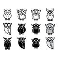Owl icon set vector design template basic RGB Royalty Free Stock Photo