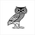Owl illustration logo vector, owl of athena vector Royalty Free Stock Photo