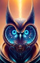 Owl king artictic design, magical and mysterious owl. Generative Ai. Royalty Free Stock Photo